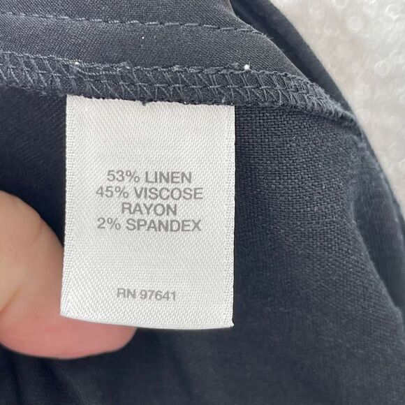 J.Jill Black Linen Stretch Pull-On Elastic Waist Pants Size XL - Picture 5 of 6